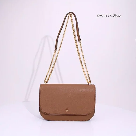 Tory Burch Emerson East West Flap Shoulder Bag Crossbody & Card Holder Moose